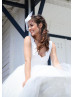 Ivory Cotton Polka Dot Tulle V Back Stunning Wedding Dress 